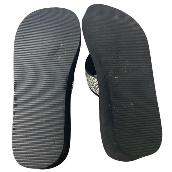 Dream Pairs Womens Size 7 Black Silver Rhinestone Platform Flip Flop Sandals - Picture 7 of 7